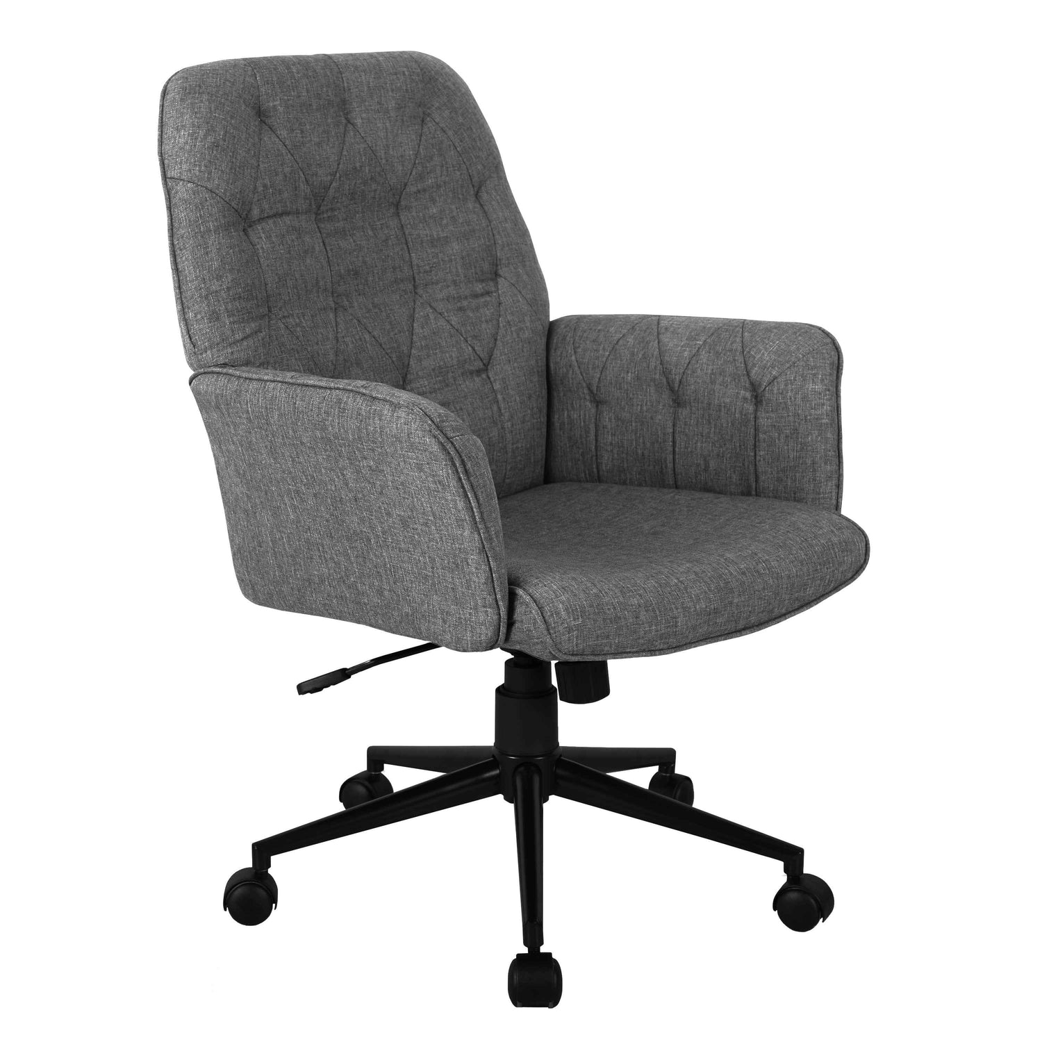 Techni Mobili Modern Upholstered Tufted Office Chair with Arms, Grey for home office seating