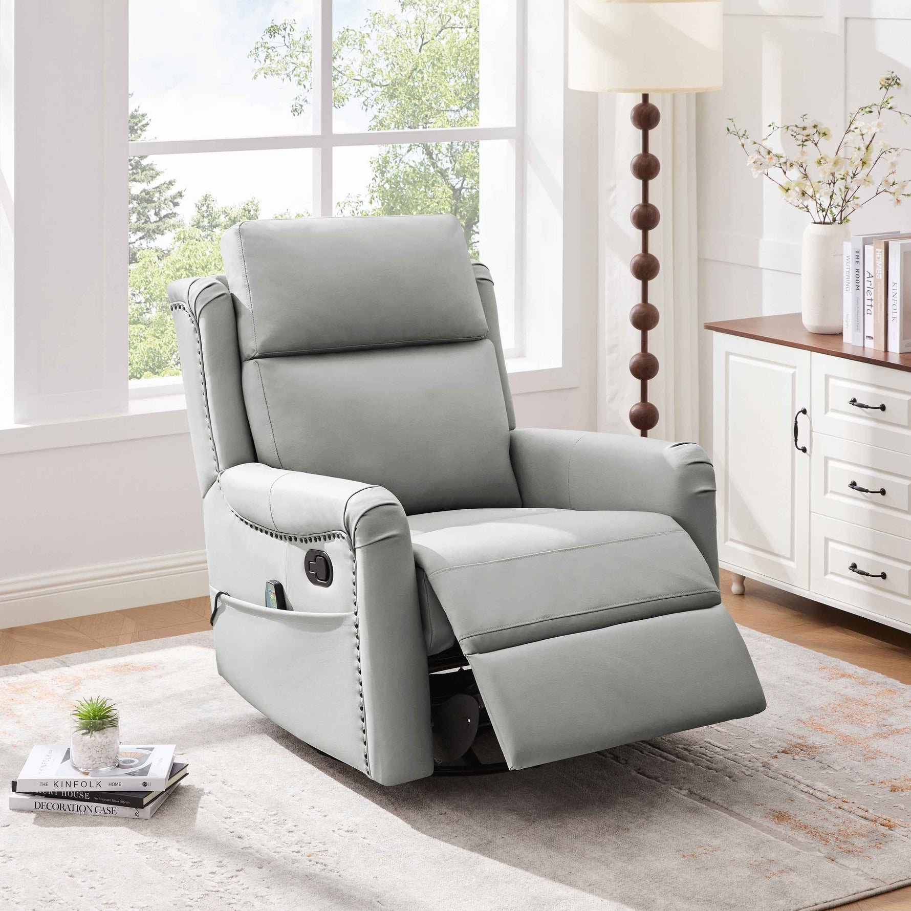 Modern Manual Recliner with 8-Point Massage and Heating, Swivel Rocking detail image 21