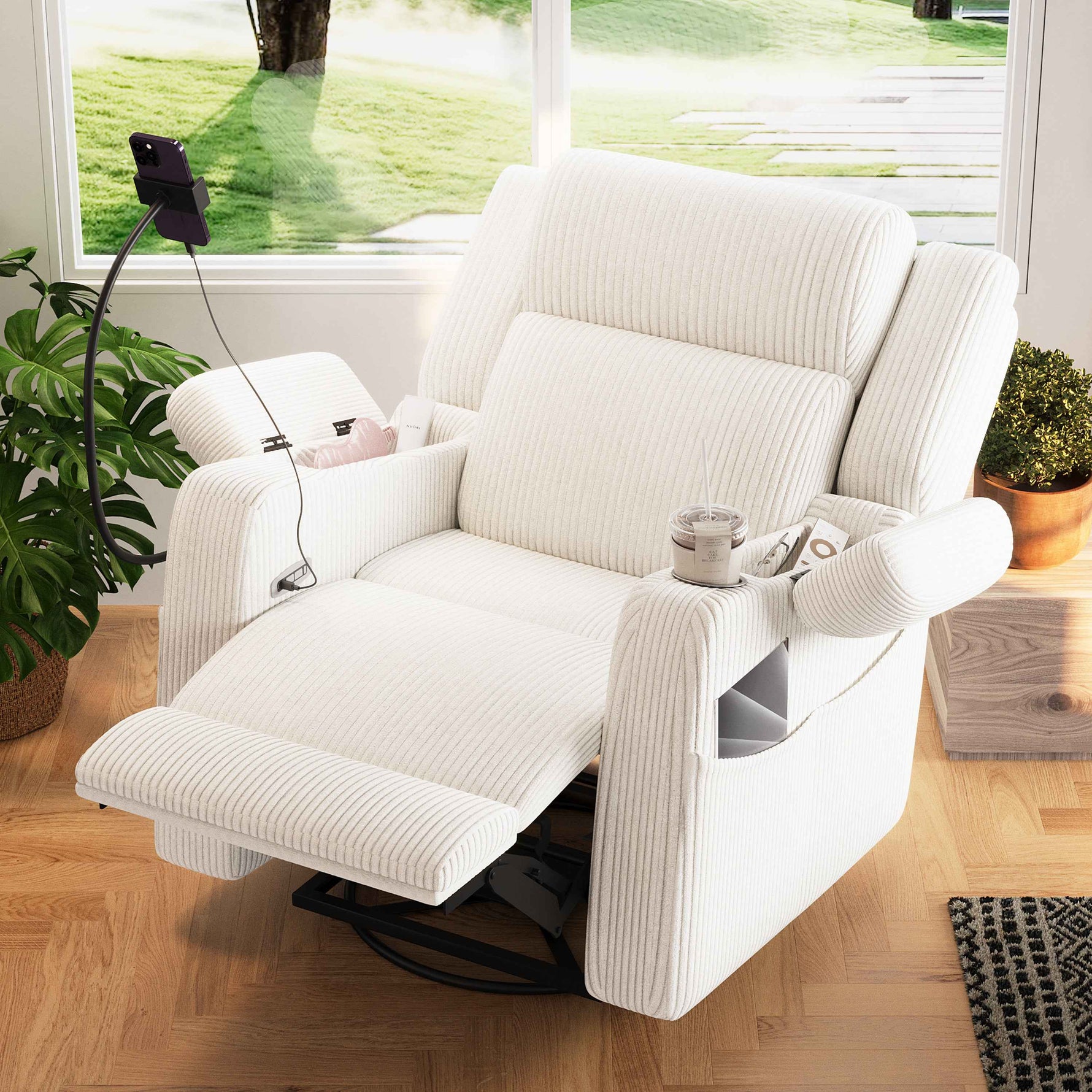 Electric Power Recliner Chair with Heat and Massage, 270° Swivel detail image 4