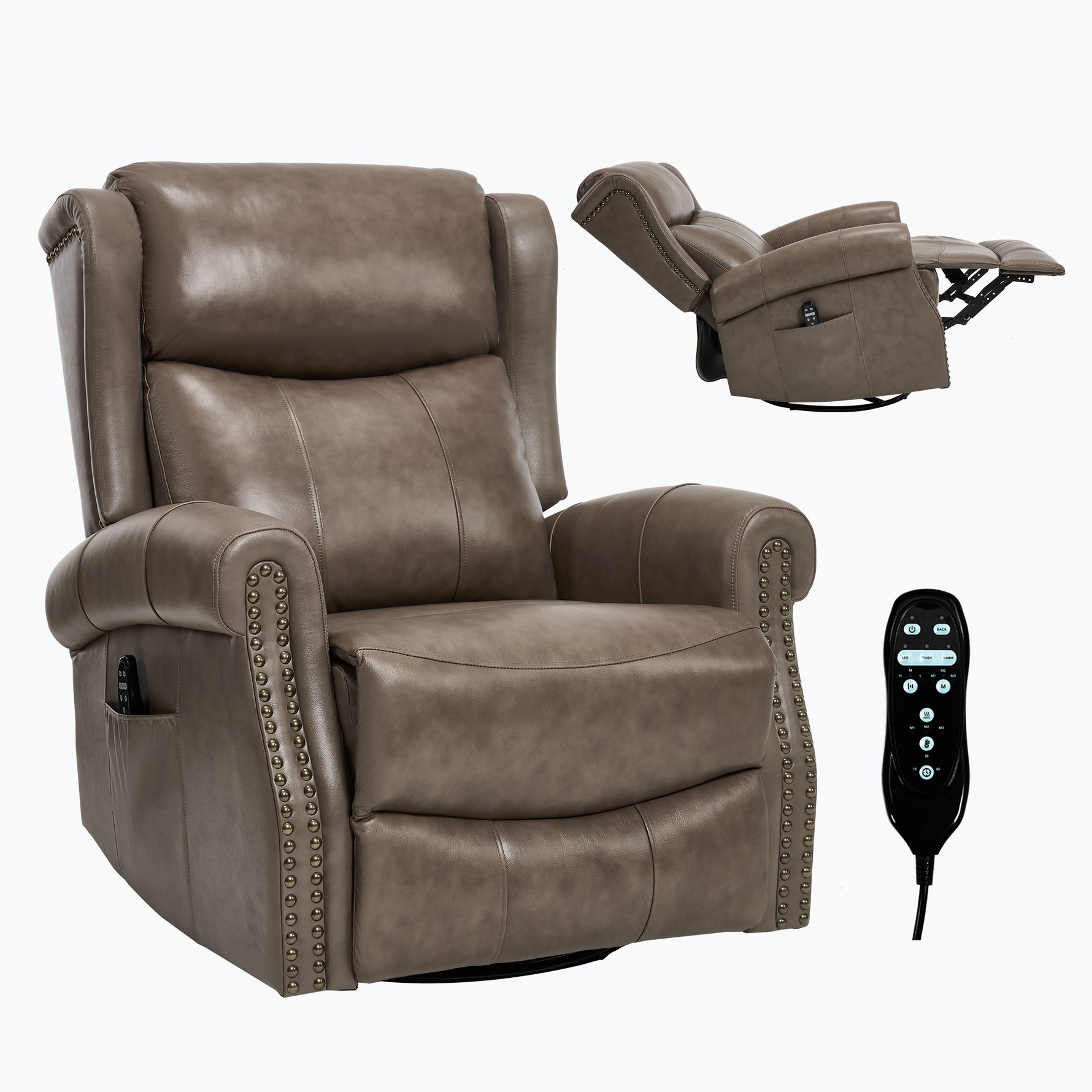 Heat Massage Manual Recliner Chair with Rocker and Swivel for Living Room detail image 115
