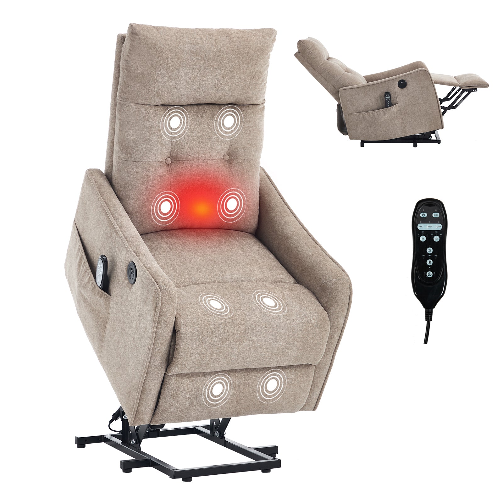 Single Motor Power Lift Recliner Chair with Massage & Heat detail image 29