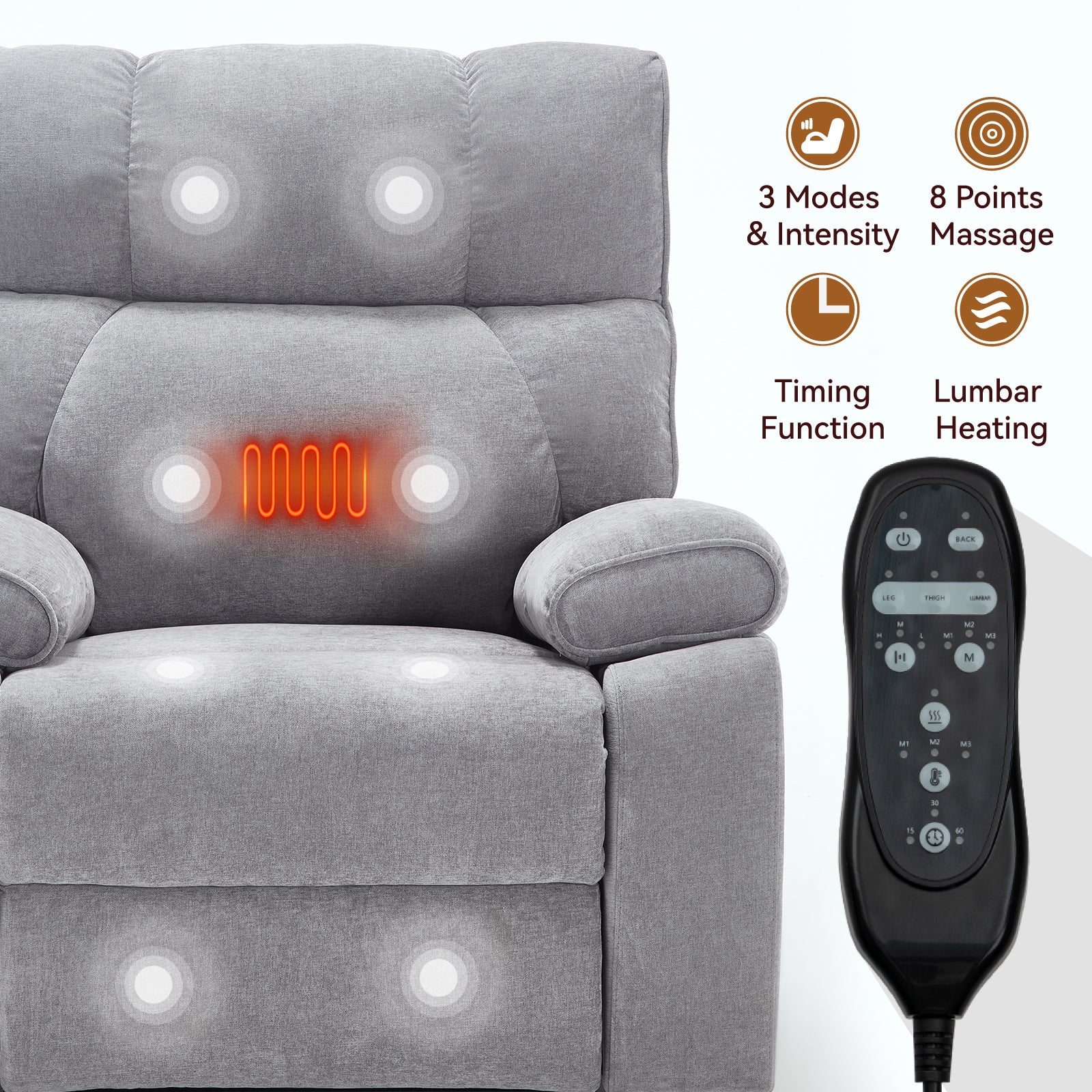 Dual-Motor Power Lift Recliner with Heat & Massage, 350 lb Capacity detail image 136
