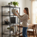 Heavy-Duty Adjustable Wire Shelving Unit with Wheels & Levelers for workshop, garage, storage, or utility use