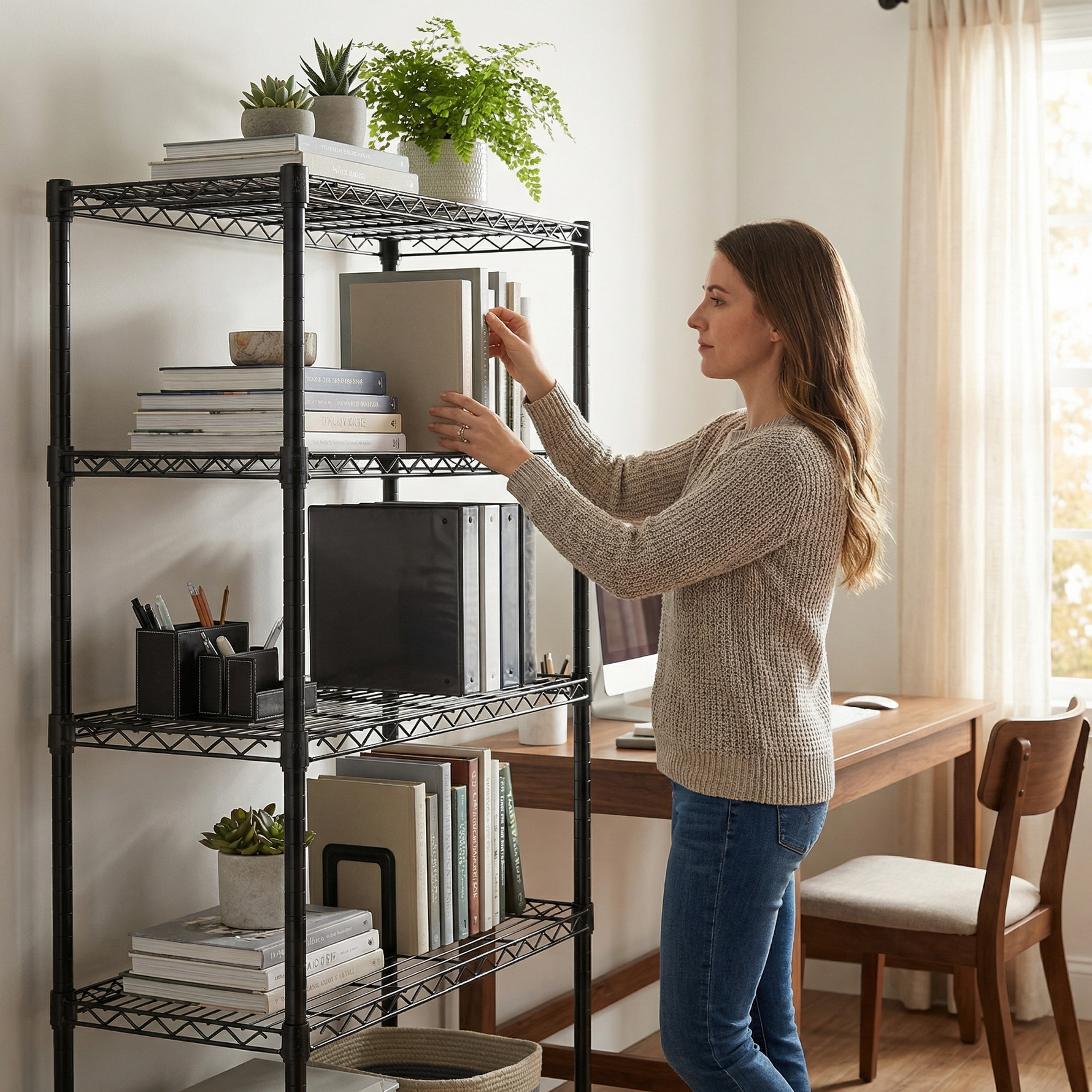Heavy-Duty Adjustable Wire Shelving Unit with Wheels & Levelers for workshop, garage, storage, or utility use