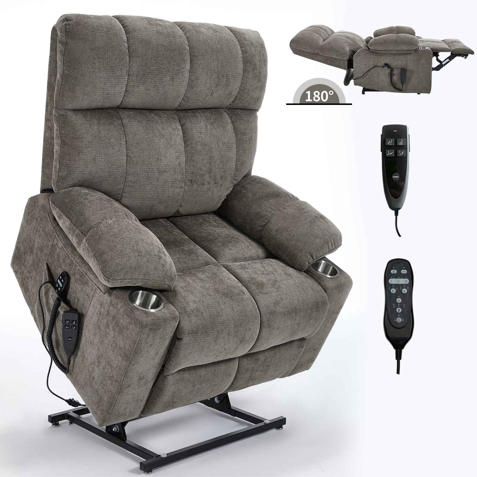 Chenille Dual-Motor Power Lift Recliner, 350 lb Capacity detail image 39