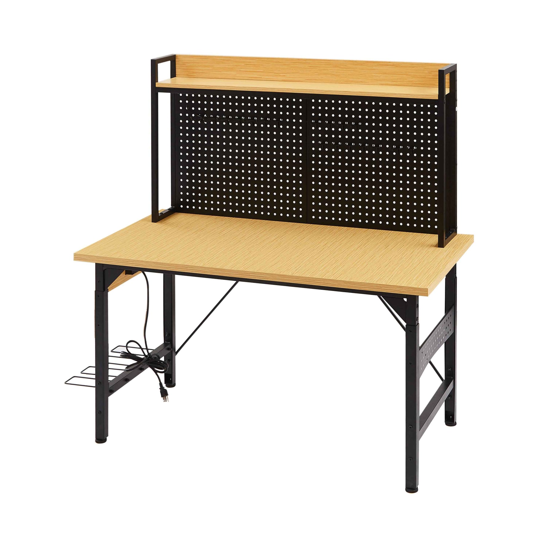 Heavy-Duty Adjustable Workbench with Pegboard & Wheels workshop project bench