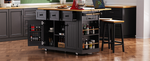 53 in. Farmhouse Kitchen Island with Power Outlet & Stools product view 127