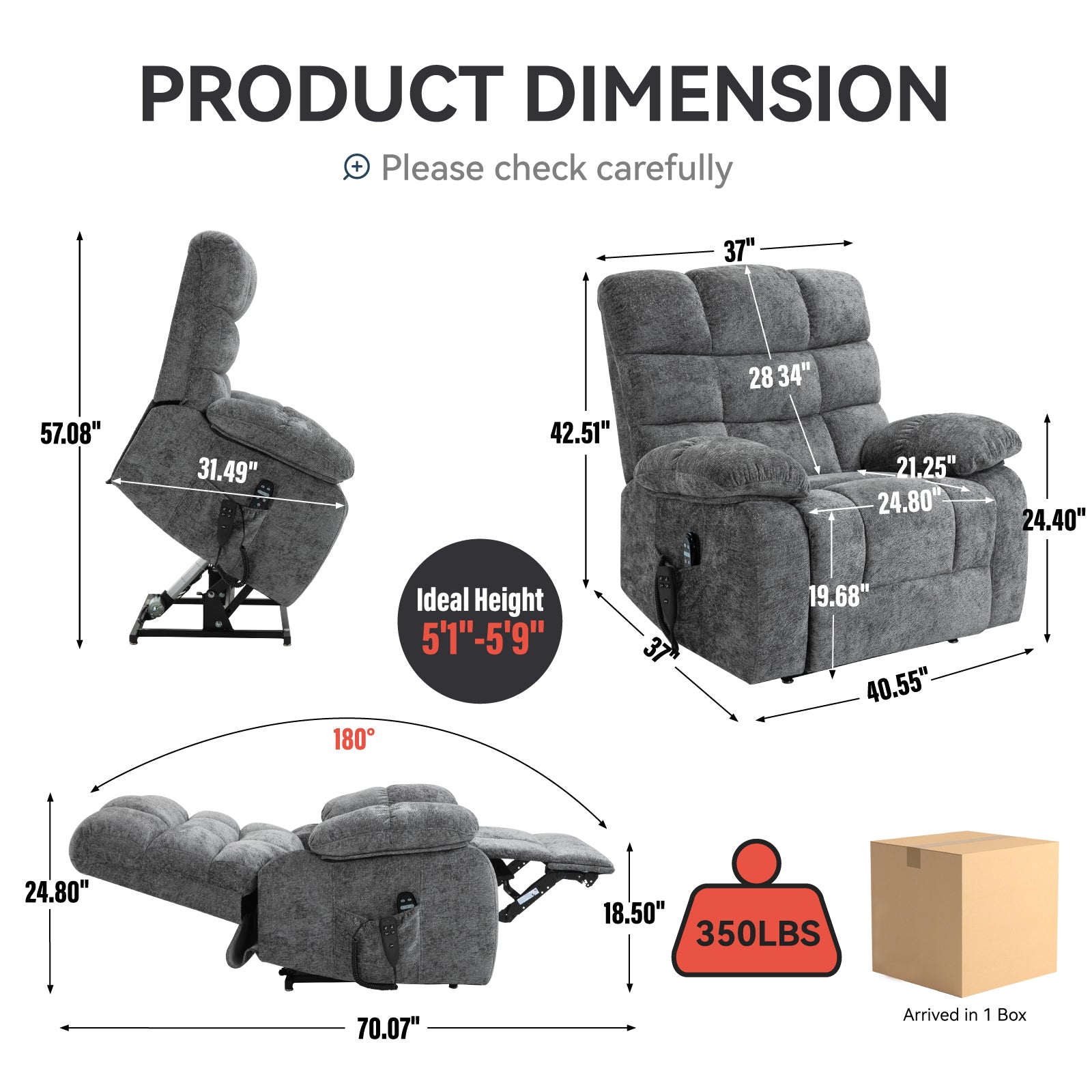 Dual-Motor Lift Recliner with Heat & Massage, 350 lb Capacity detail image 45
