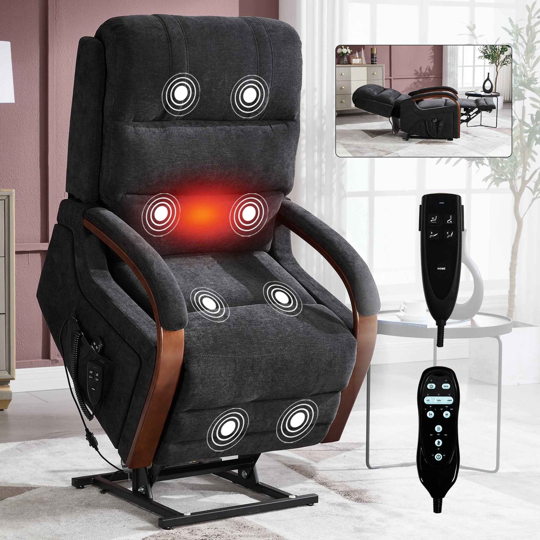 Power Chenille Lift Recliner Chair Dual Motor Infinite Position Up to 350 Pounds detail image 58