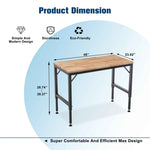 Adjustable Height Heavy-Duty Workbench, Rubber Wood Top Workstation with Power Outlets for workshop, garage, storage, or utility use