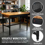 Heavy-Duty Adjustable Workbench with Power Outlet for workshop, garage, storage, or utility use