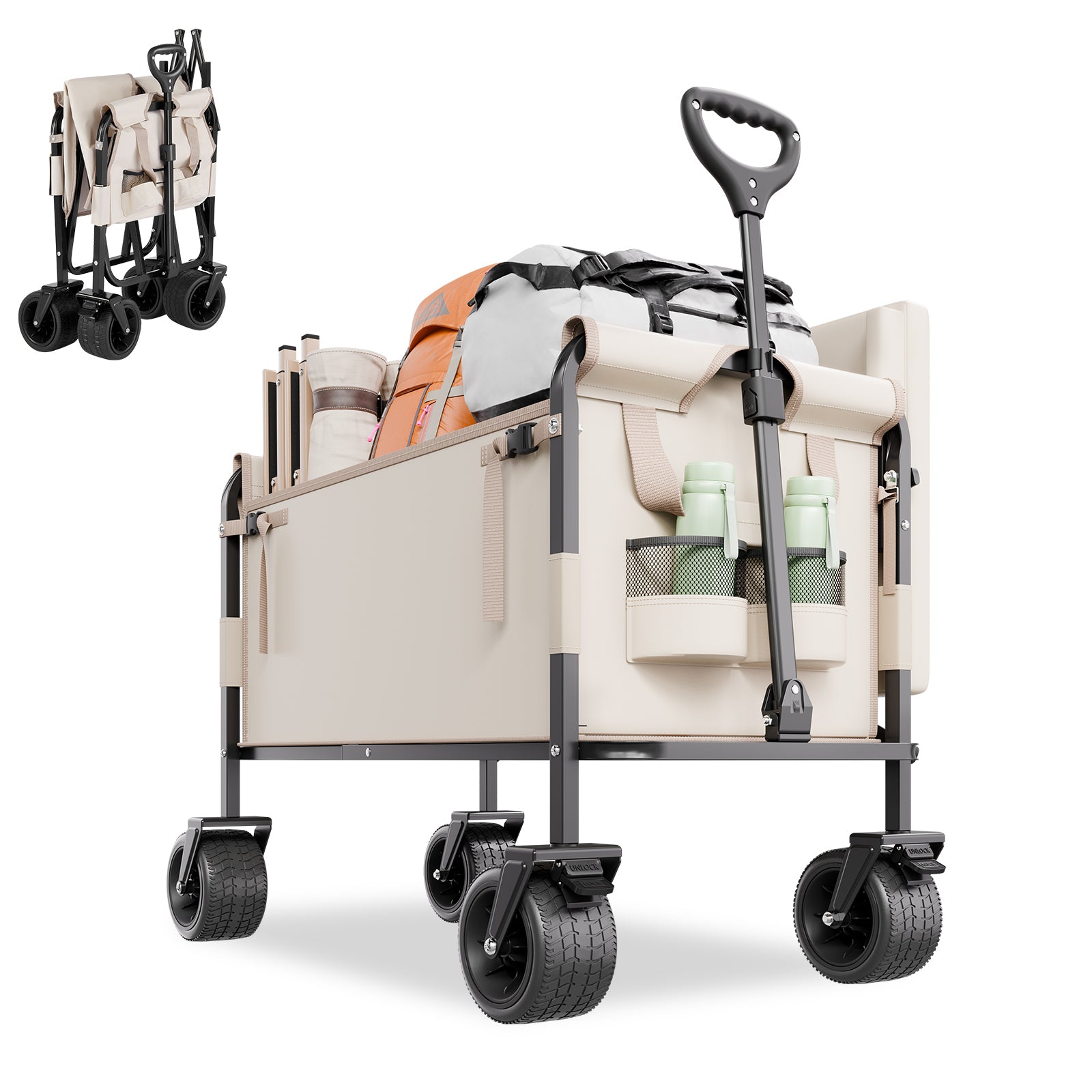VEVOR Foldable Wagon Cart with Bench Conversion for workshop, garage, storage, or utility use