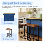 Farmhouse Kitchen Island with Drop Leaf, Power Outlet & 2 Seats product view 2