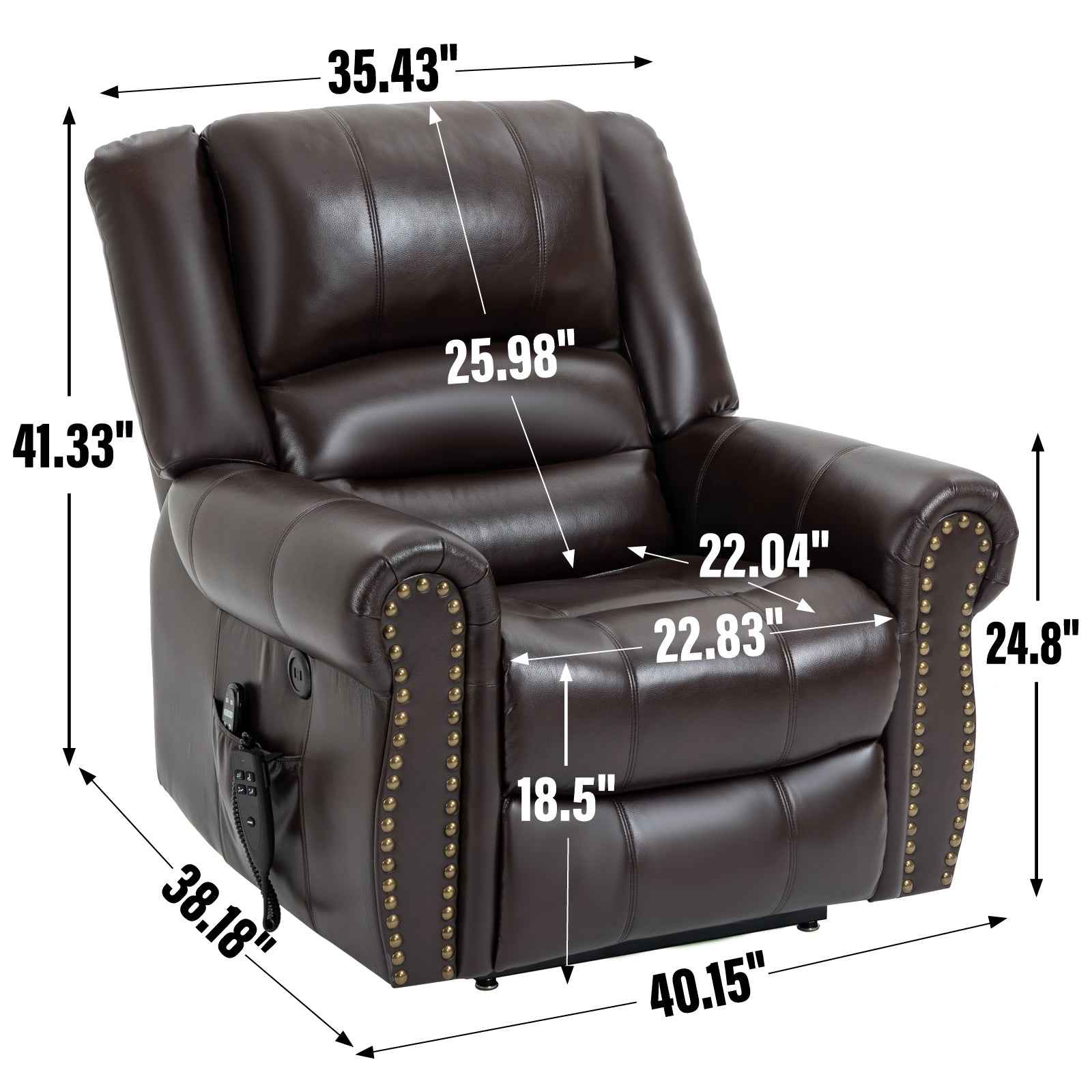 Large Dual-Motor Power Lift Heat & Massage Recliner detail image 98