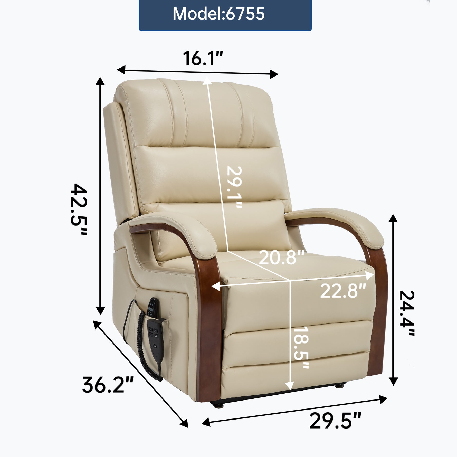 Dual-Motor Leather-Air Power Lift Recliner detail image 33