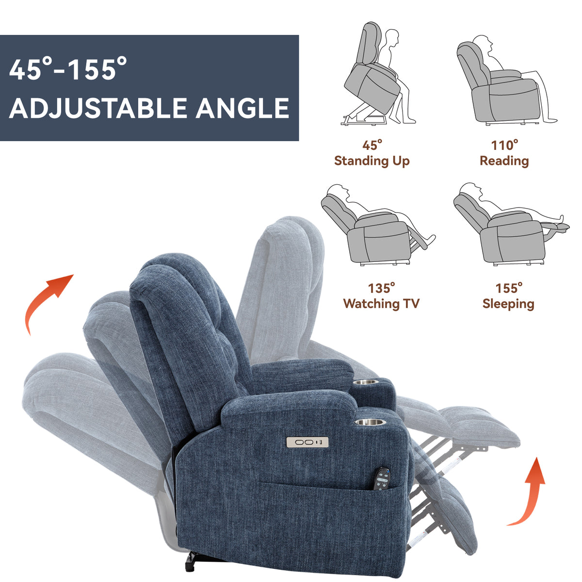 Large Dual-Motor Power Lift Heat & Massage Recliner detail image 70