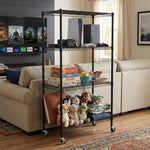 Heavy-Duty Adjustable Wire Shelving Unit with Wheels & Levelers for workshop, garage, storage, or utility use