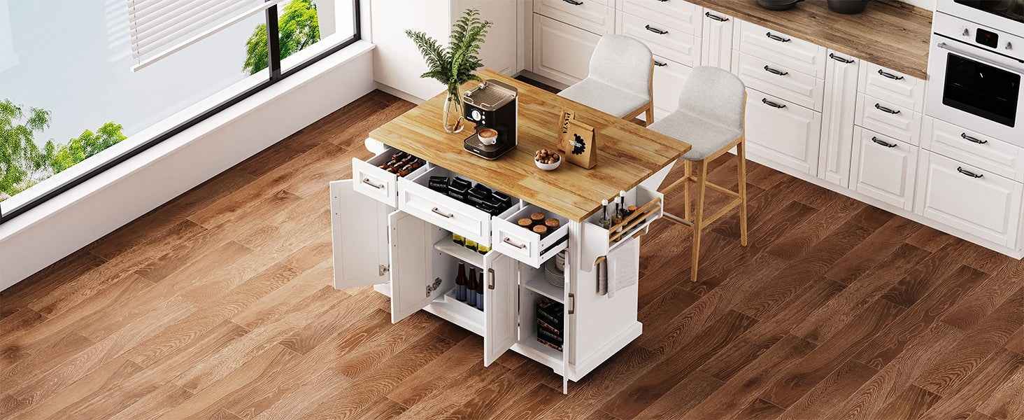 54 in. Rolling Kitchen Island with Drop Leaf & Storage product view 31