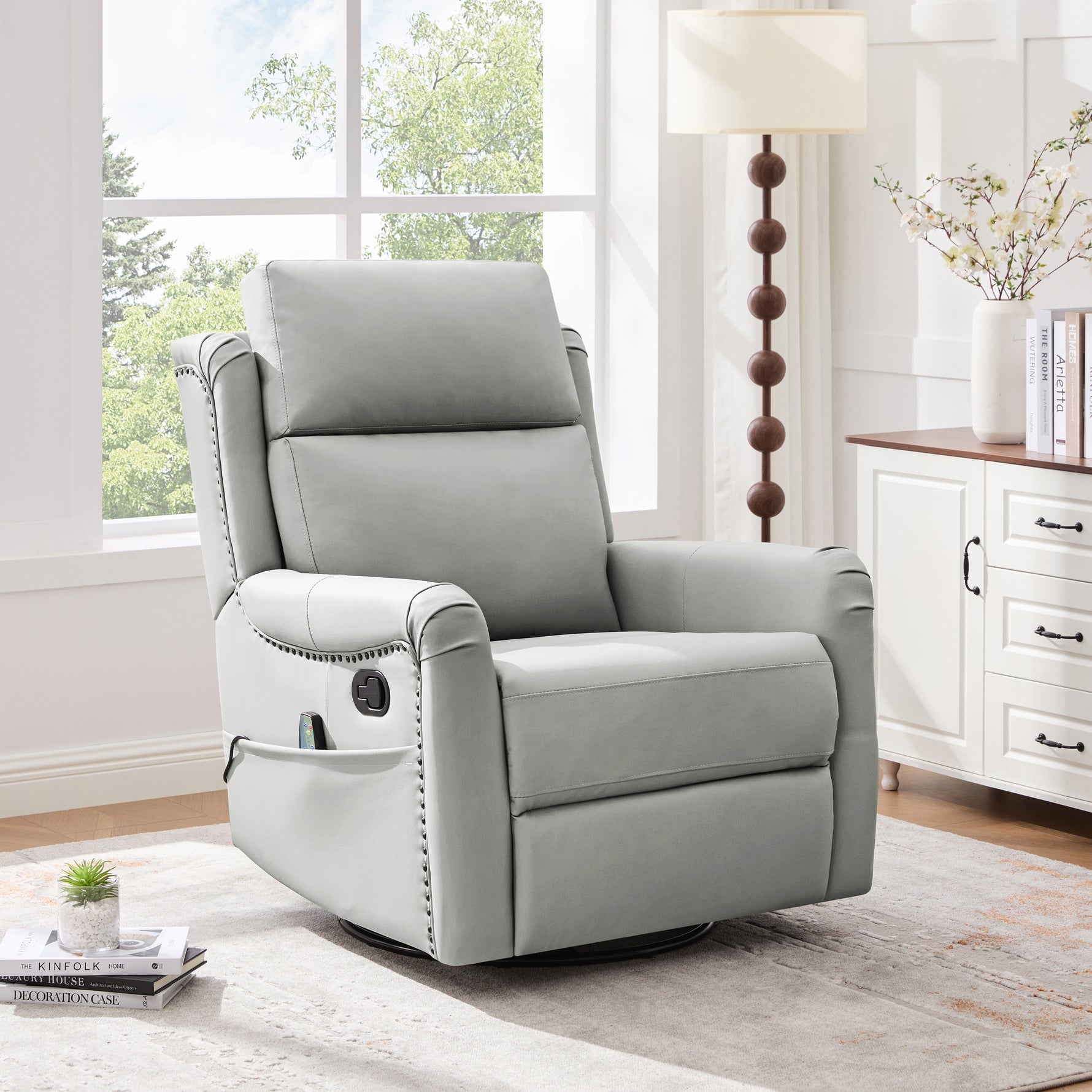 Modern Manual Recliner with 8-Point Massage and Heating, Swivel Rocking detail image 25