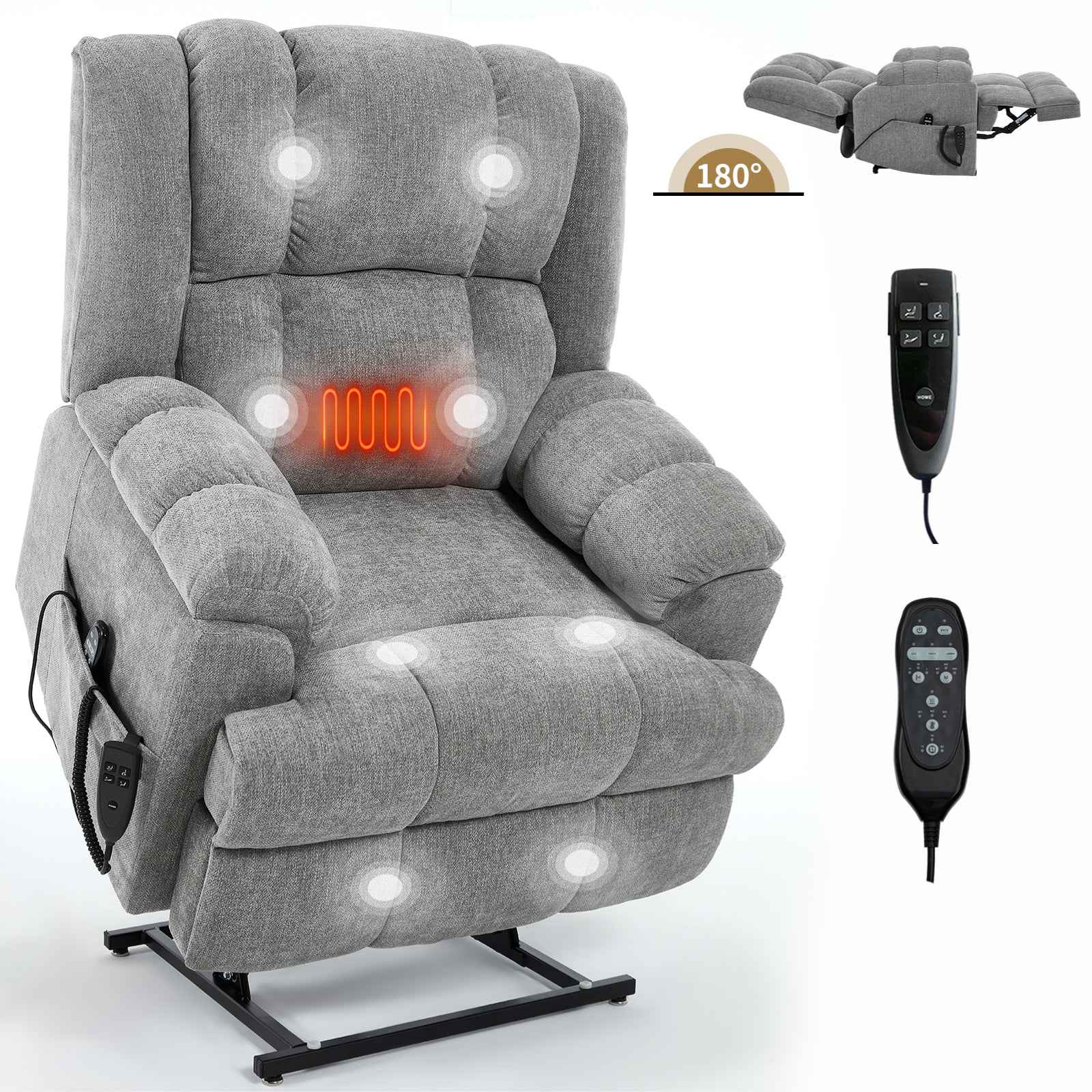 Dual-Motor Heat & Massage Power Lift Recliner, 350 lb Capacity detail image 61