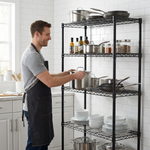 Heavy-Duty Adjustable Wire Shelving Unit with Wheels & Levelers for workshop, garage, storage, or utility use