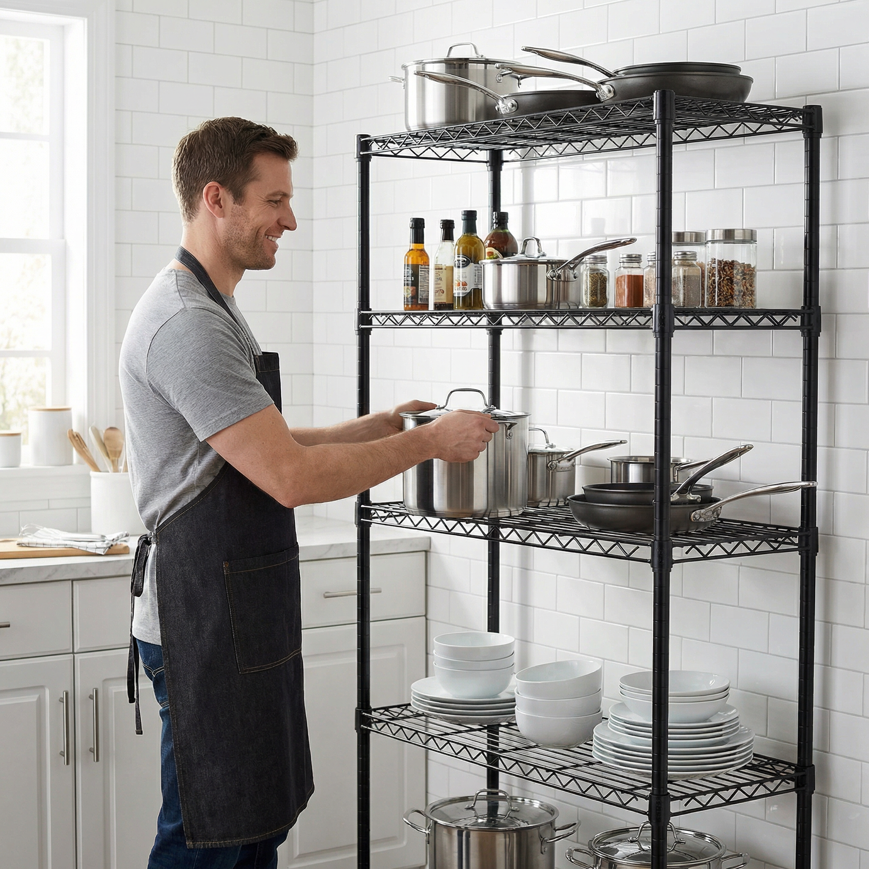 Heavy-Duty Adjustable Wire Shelving Unit with Wheels & Levelers for workshop, garage, storage, or utility use