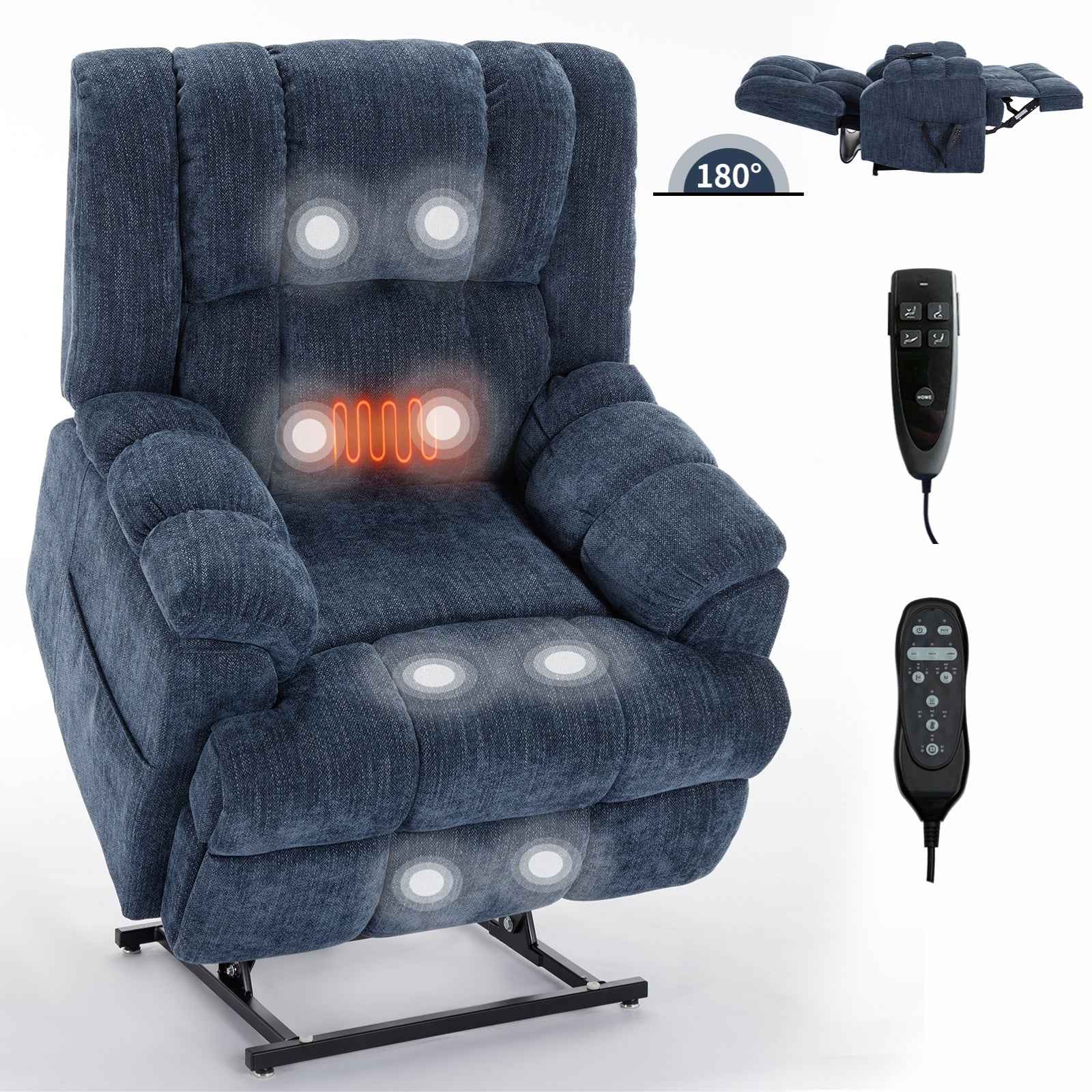 Dual-Motor Heat & Massage Power Lift Recliner, 350 lb Capacity detail image 21