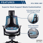 Techni Mobili LUX Ergonomic Executive Chair, Grey for home office seating