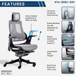 Techni Mobili LUX Ergonomic Executive Chair, Grey for home office seating