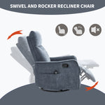 Heat Massage Manual Recliner Chair with Rocker and Swivel in Fabric for Living Room detail image 26