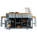 53 in. Farmhouse Kitchen Island with Power Outlet & Stools product view 70