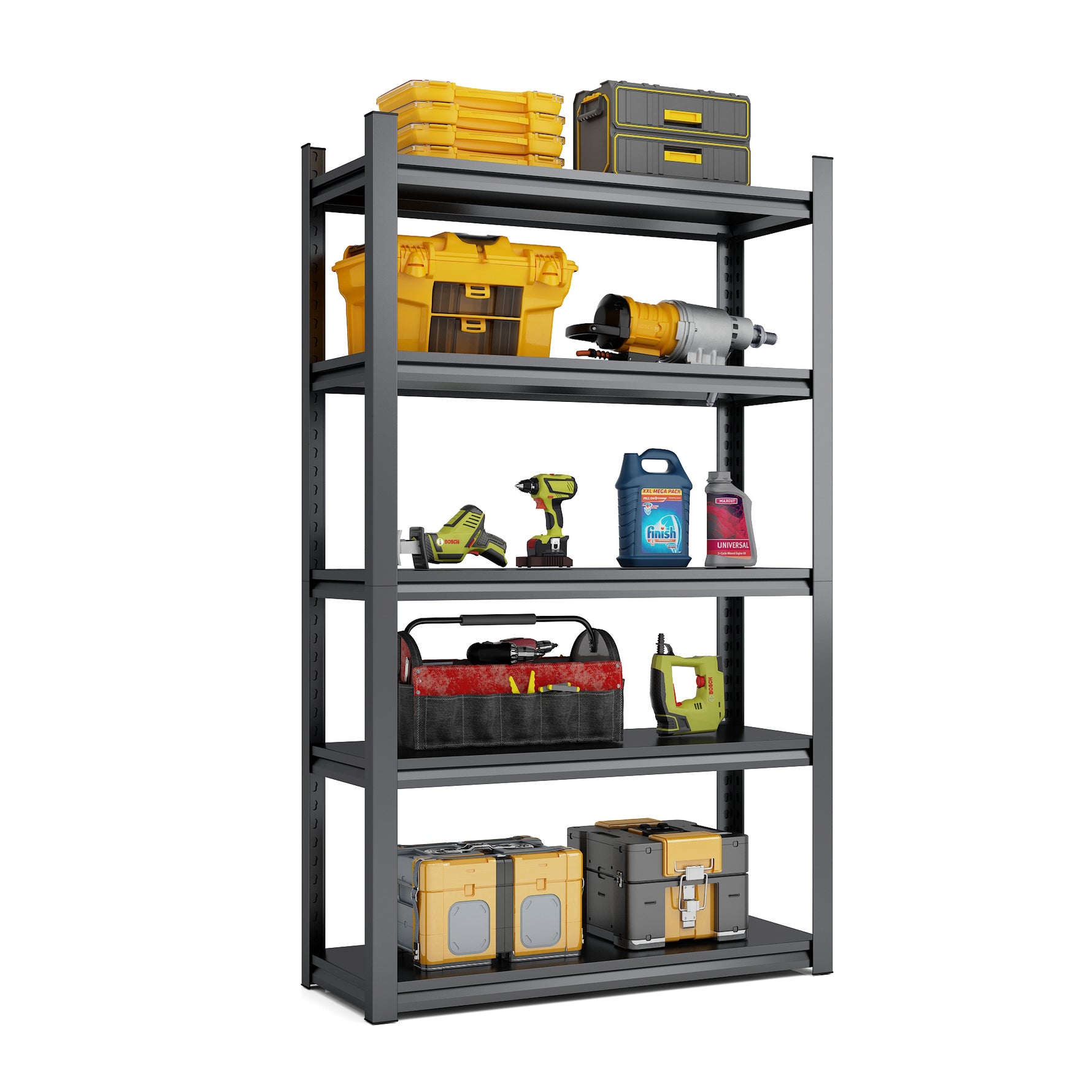 Industrial Heavy-Duty 5-Tier Adjustable Metal Shelving Unit for workshop, garage, storage, or utility use
