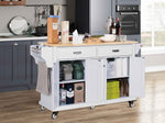 Rubberwood Drop-Leaf Kitchen Cart with 3 Drawers product view 7