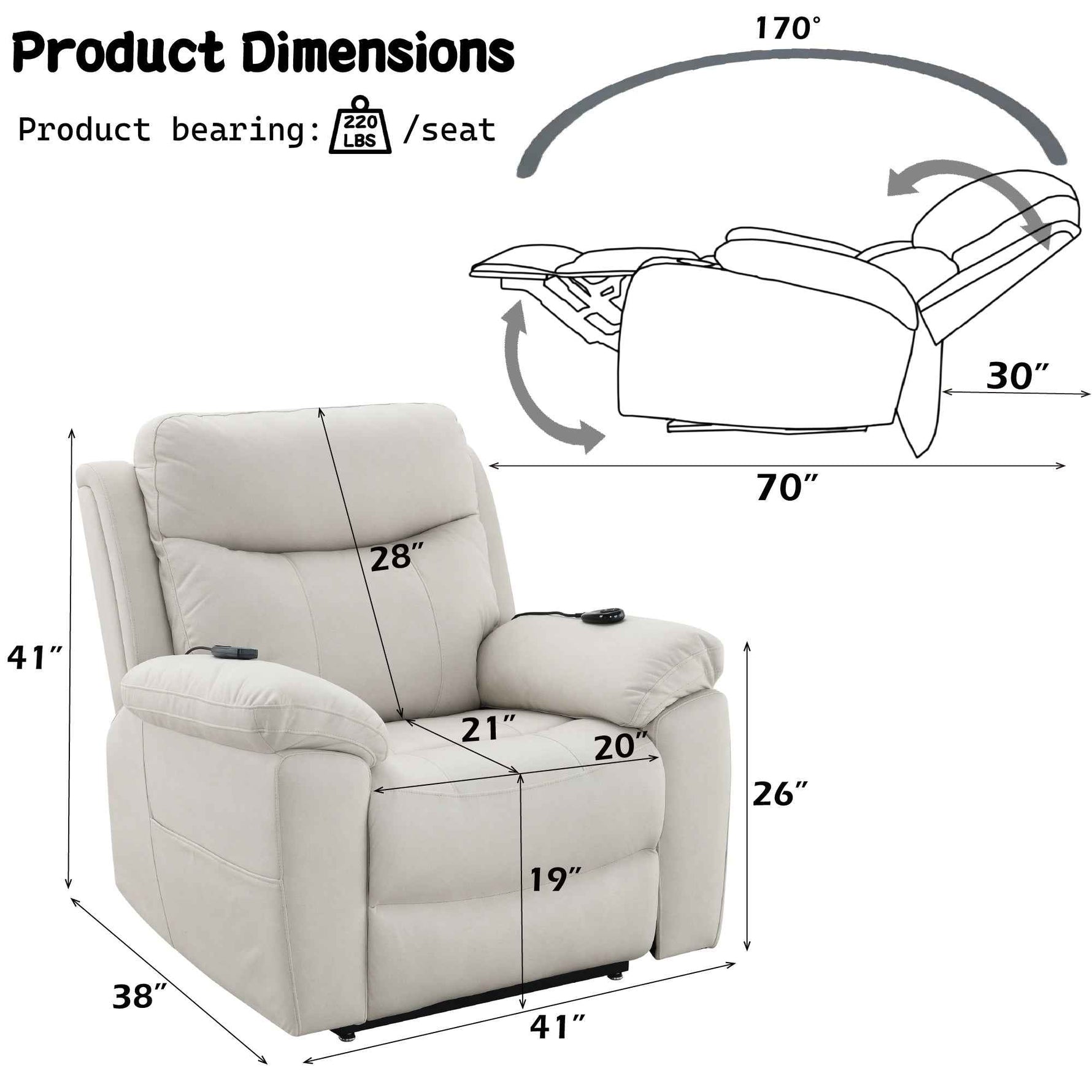 Chriki Power Recliner with Lift and Heating and Massage detail image 29
