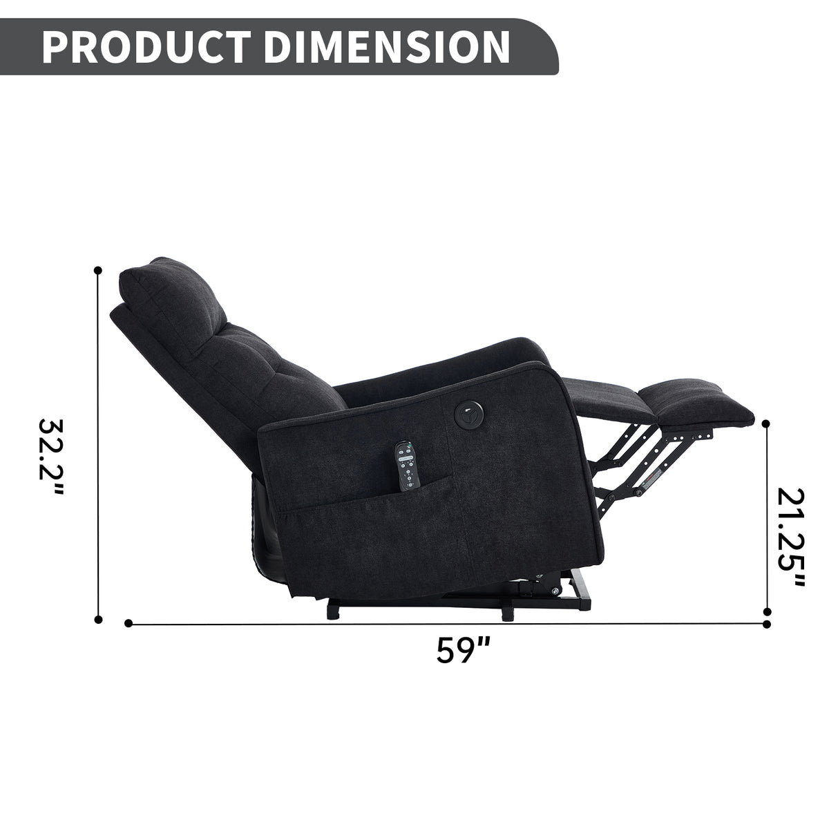 Chenille Single-Motor Power Lift Recliner with Massage & Heat detail image 68