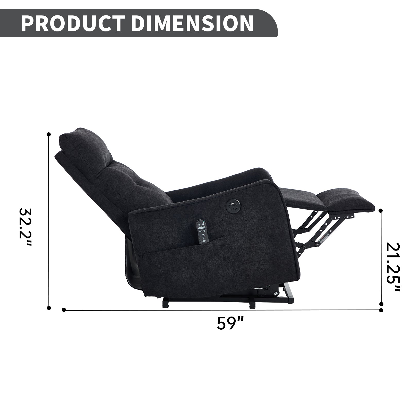 Chenille Single-Motor Power Lift Recliner with Massage & Heat detail image 68