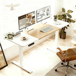 55'×24' White&Oak Electric Standing Desk Height Adjustable Desk for Home and Office Computer Table Gaming Desk Modern Lift-up Desk - Sleek Space Mod
