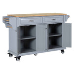 Rubberwood Drop-Leaf Kitchen Cart with 3 Drawers product view 29