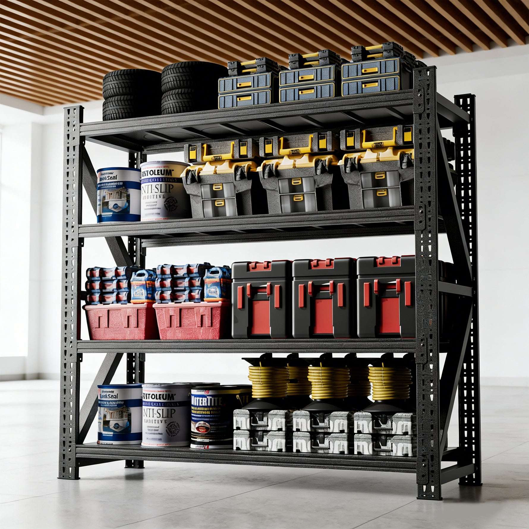 Heavy Duty Metal Adjustable Garage Shelving Unit, 4000lb Capacity Industrial Storage Rack for workshop, garage, storage, or utility use