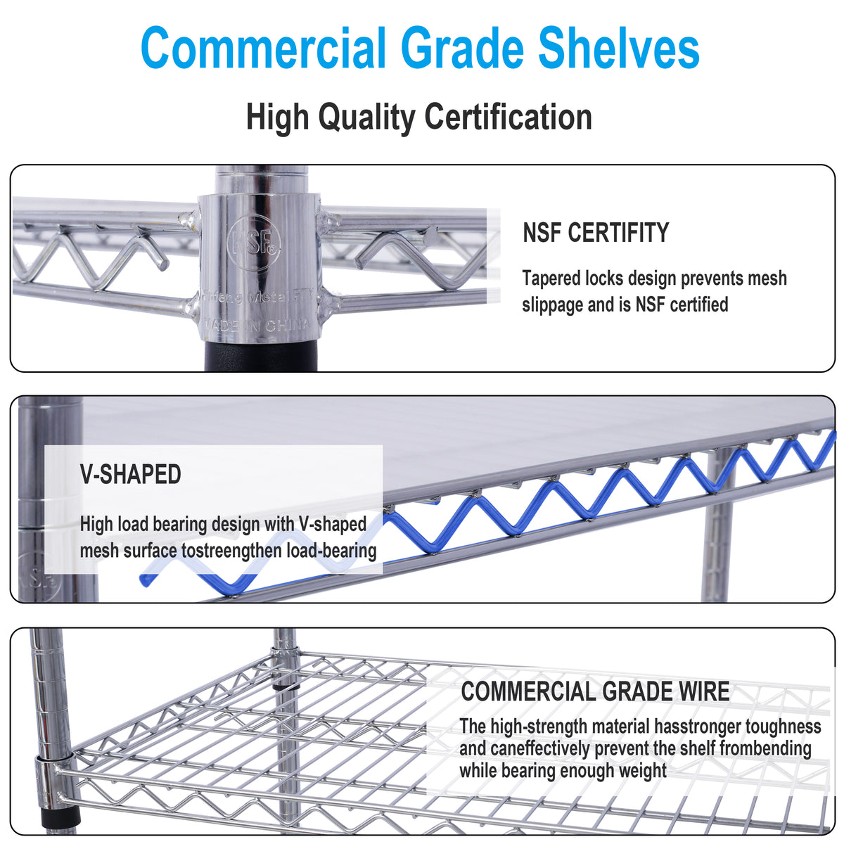 6-Tier NSF Wire Shelving Unit, 6000 lb Capacity for workshop, garage, storage, or utility use