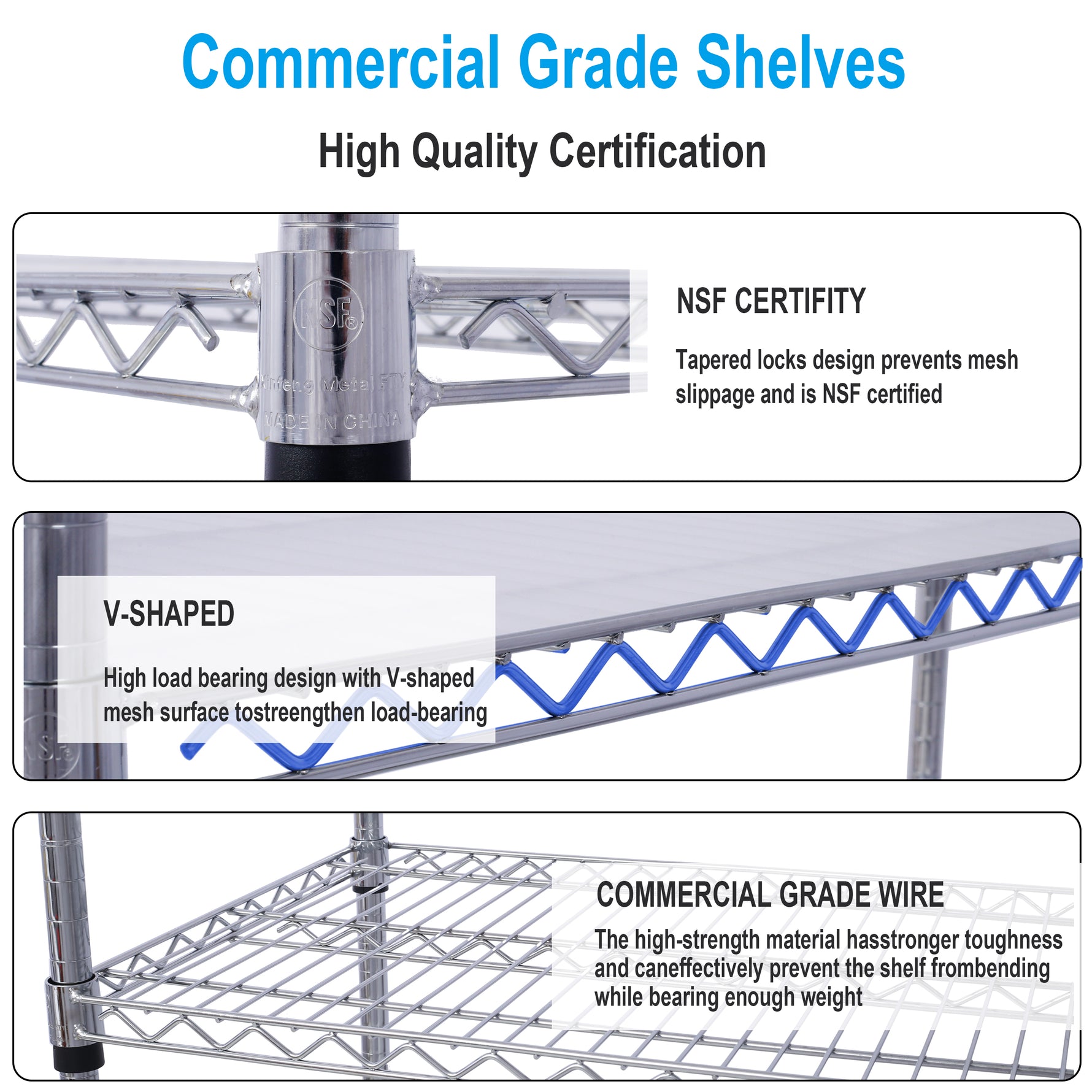 6-Tier NSF Wire Shelving Unit, 6000 lb Capacity for workshop, garage, storage, or utility use