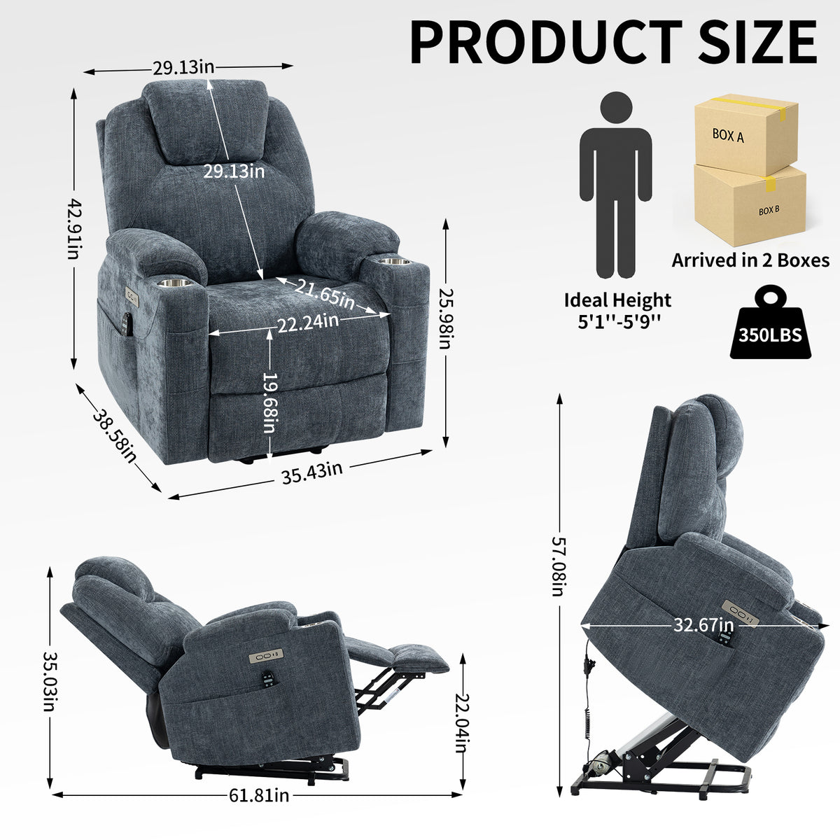 Dual-Motor Leather-Air Power Lift Recliner detail image 68
