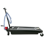 Low-Profile Rolling Oil Drain Pan with Manual Pump for workshop, garage, storage, or utility use