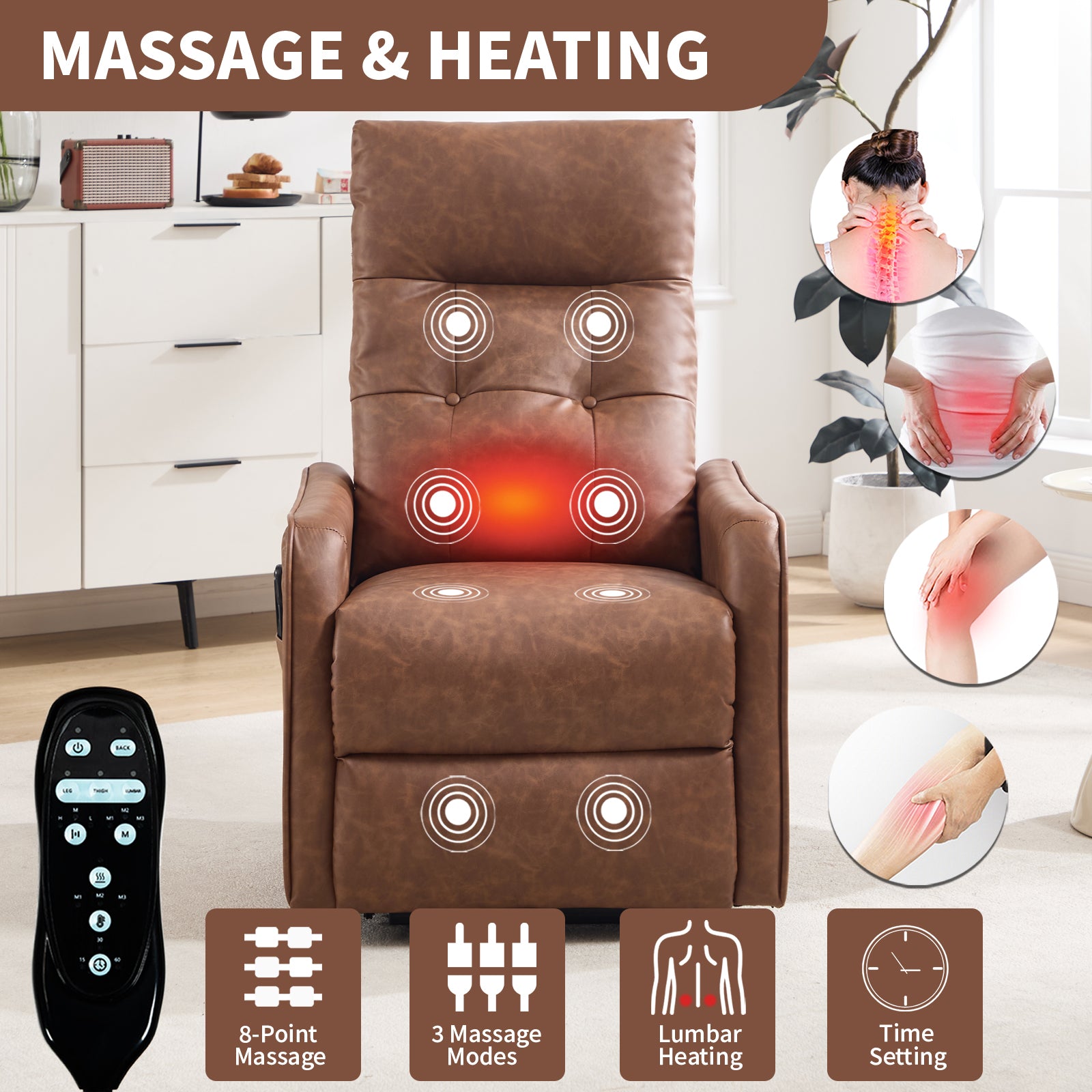 Single Motor Power Lift Recliner Chair with Massage & Heat detail image 96