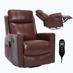 Genuine Leather Heat Massage Manual Recliner Chair with Rocker and Swivel for Living Room detail image 32