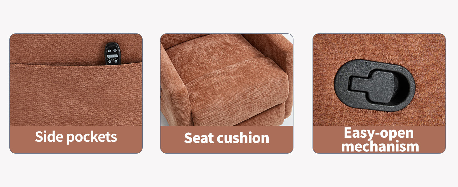 Heat Massage Manual Recliner Chair with Rocker and Swivel in Fabric for Living Room detail image 11