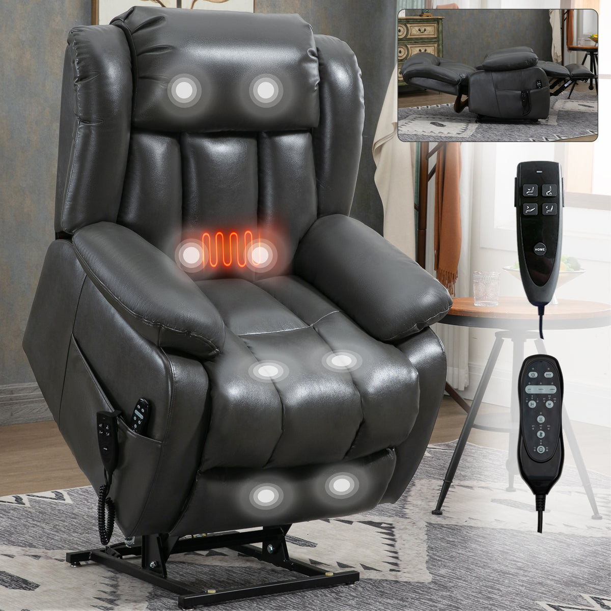 Dual-Motor Power Lift Heat & Massage Recliner detail image 52