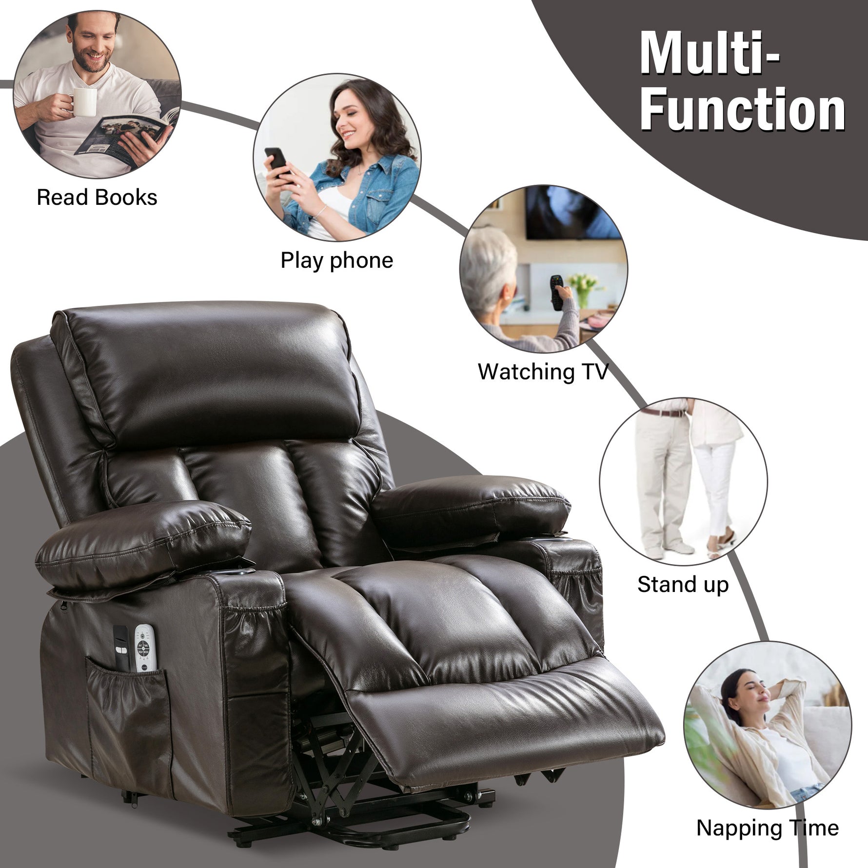 Power Lift Massage Recliner with Heat and Vibration detail image 33