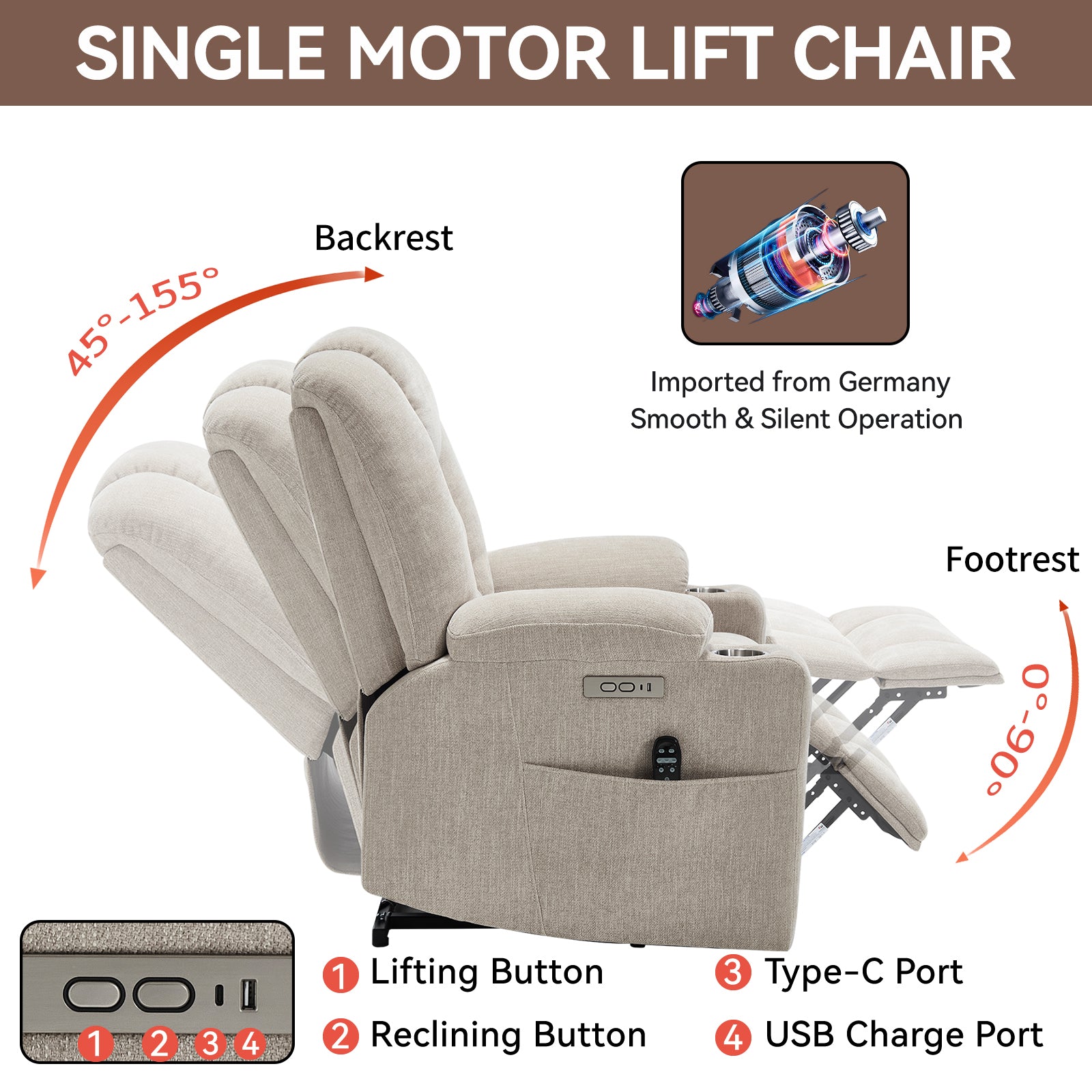 Large Dual-Motor Power Lift Heat & Massage Recliner detail image 81