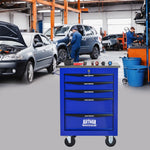 Rolling 5-Drawer Steel Tool Chest with Stainless Steel Top for workshop, garage, storage, or utility use